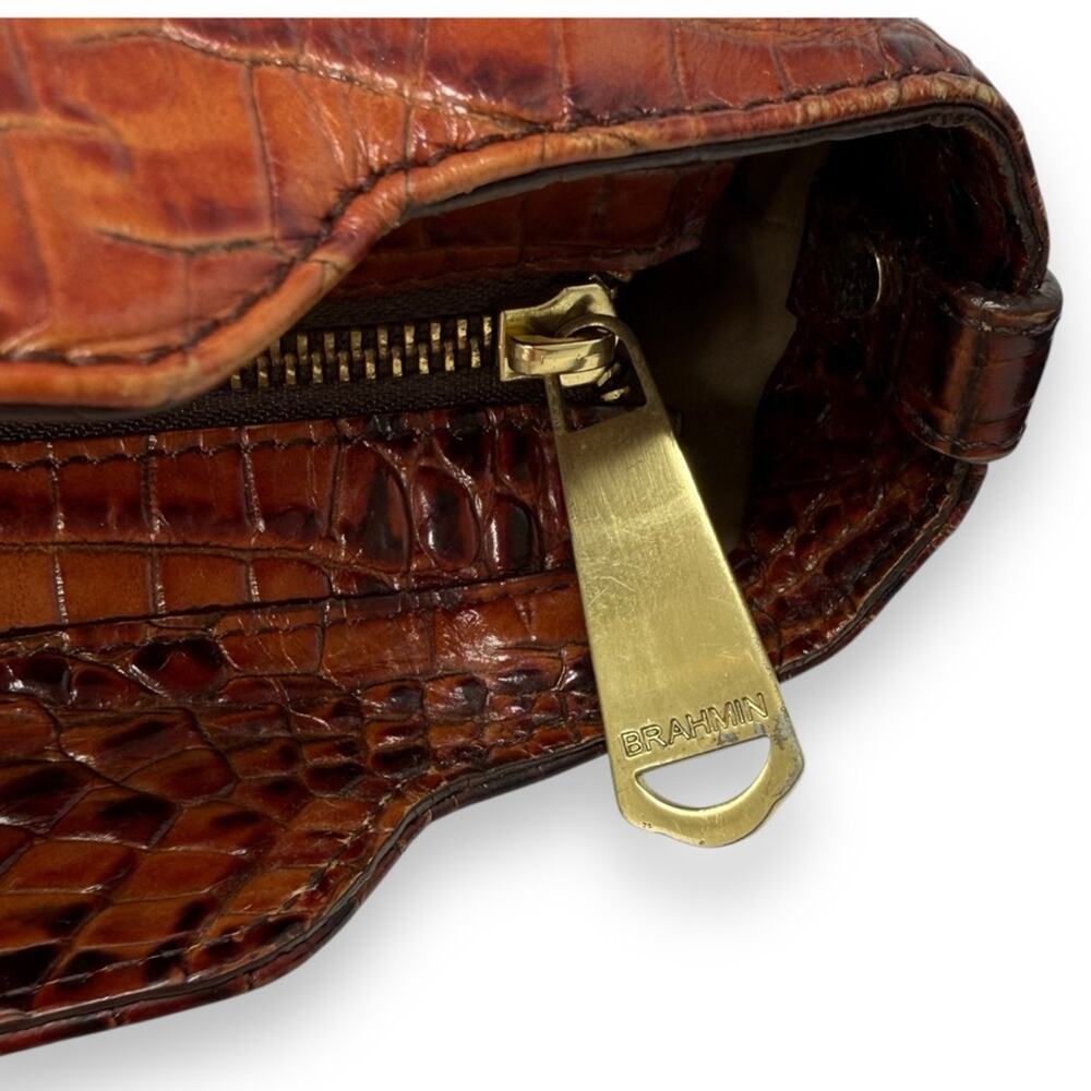 Brahmin Medium Asher Tote Crocodile Embossed Pecan Melbourne Brown - Picture 8 of 13